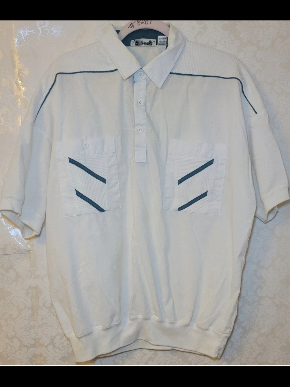 Men's White Polo Shirt with Contrast Pocket Trim